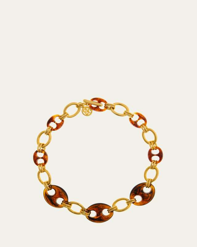 24K Gold Electroplated Chain Necklace with Tortoise Links